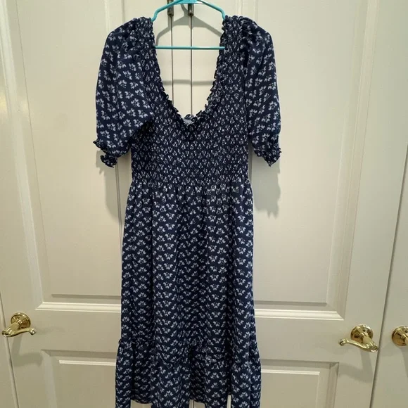 Hill House Louisa Crepe Navy Posy Nap Dress - Picture 4 of 4